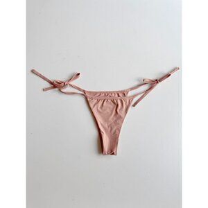 NWOT 437 FOUR THREE SEVEN Sanders Beige Side Tie Cheeky Bikini Bottom, Size S